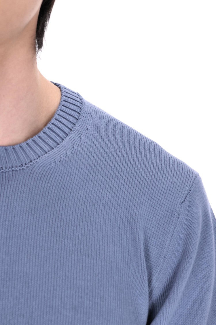 Drumohr Denim Gauge 8 Cotton Crewneck Sweater