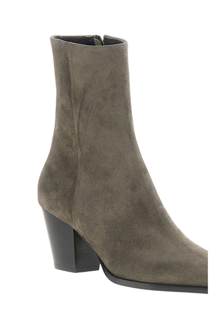 Aeydē Grey Hedvig Suede Cowboy Ankle Boots