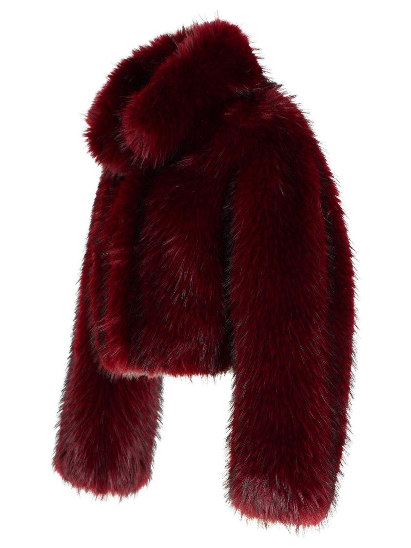 Rotate Salia' Burgundy Polyester Faux Fur Coat