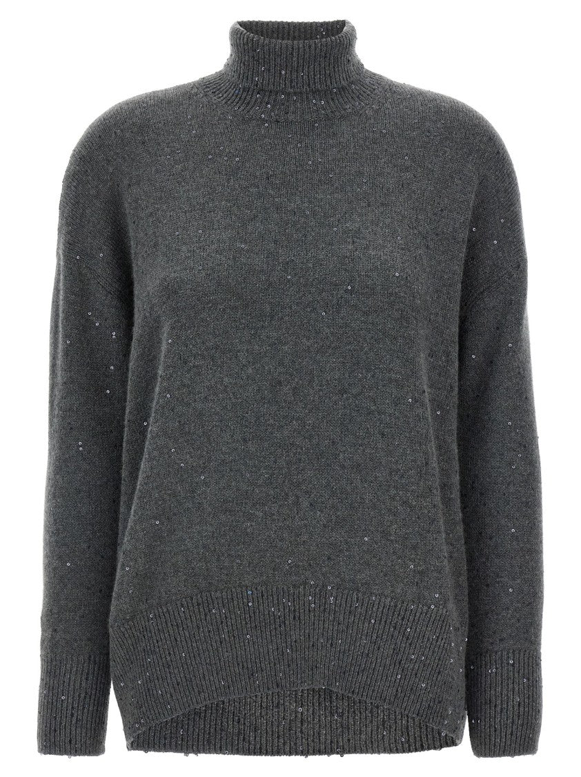 Brunello Cucinelli Cashmere Blend Sweater With Microsequin Embroidery