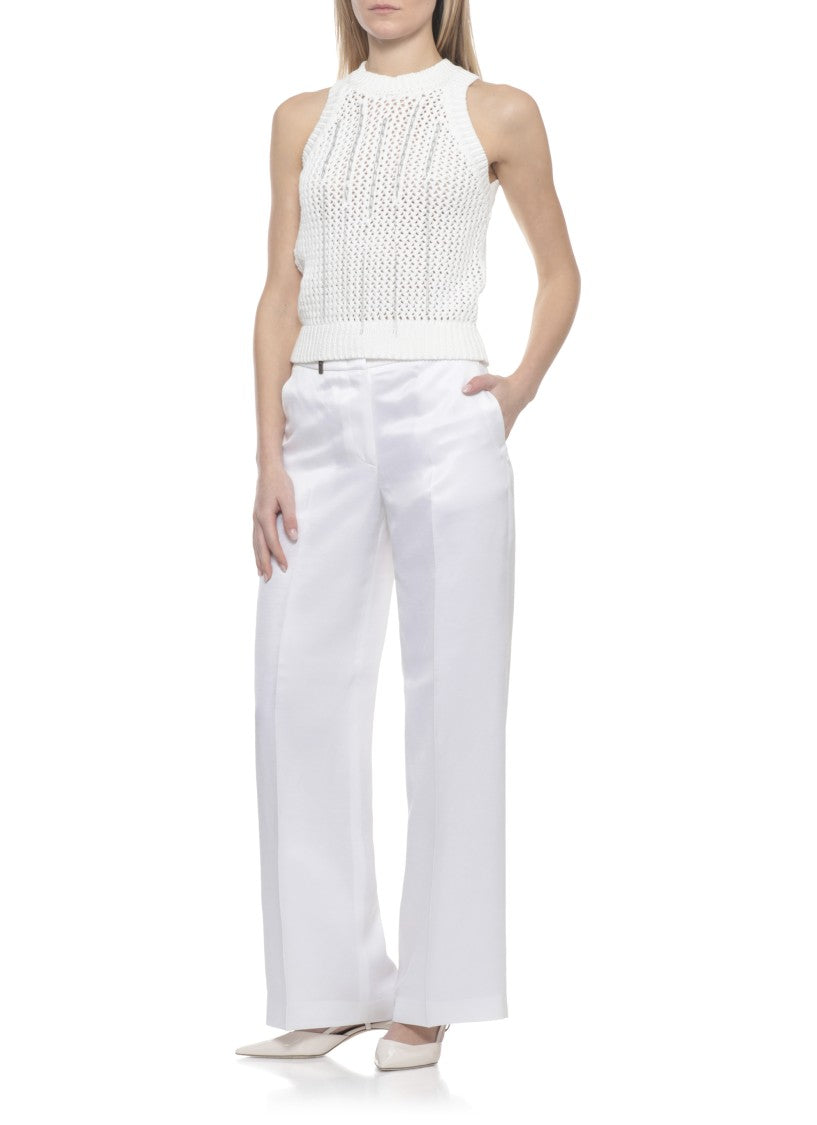 Peserico Ivory Metal Detail Knitted Cotton Tank Top