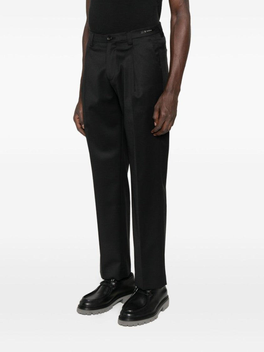 White Sand Straight-Leg Tailored Trousers With Classic Waistband