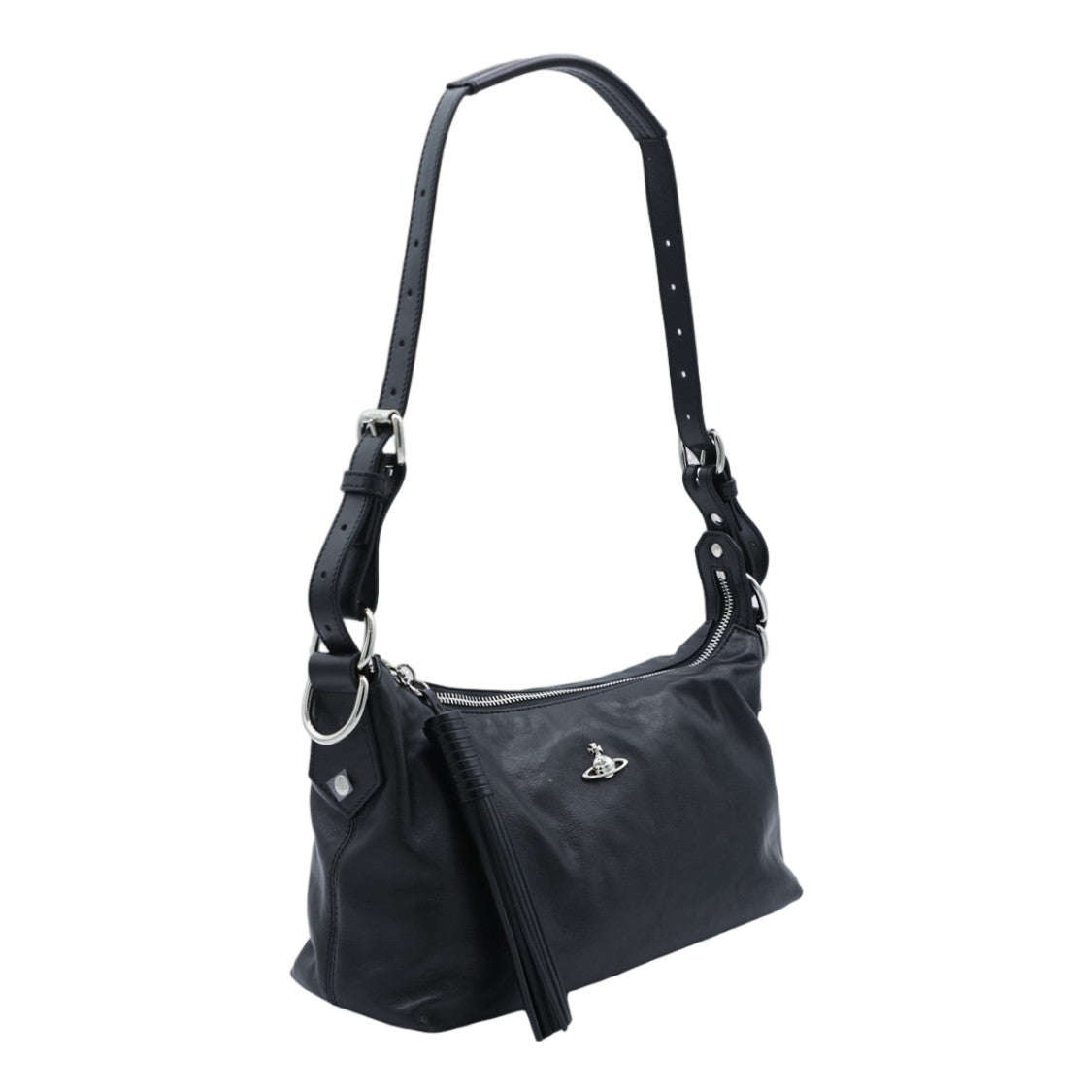 Vivienne Westwood Rectangular Shoulder Bag With Silver Emblem And Adjustable Strap