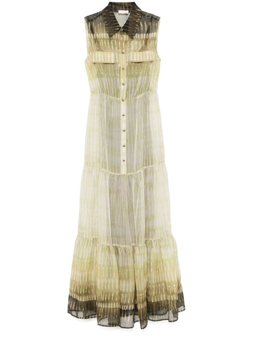 Liu Jo Light Green Tiered Maxi Dress