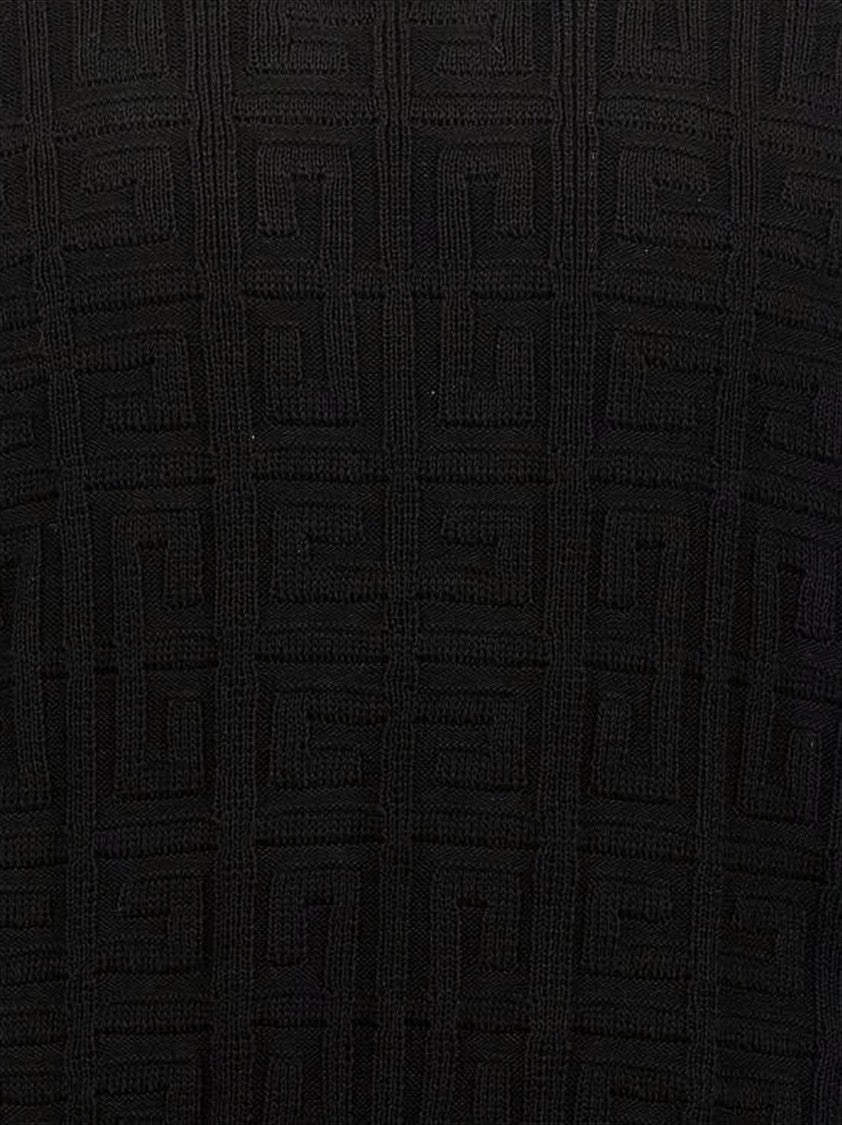 Givenchy Textured Black Knit Sweater With Classic Crew Neckline