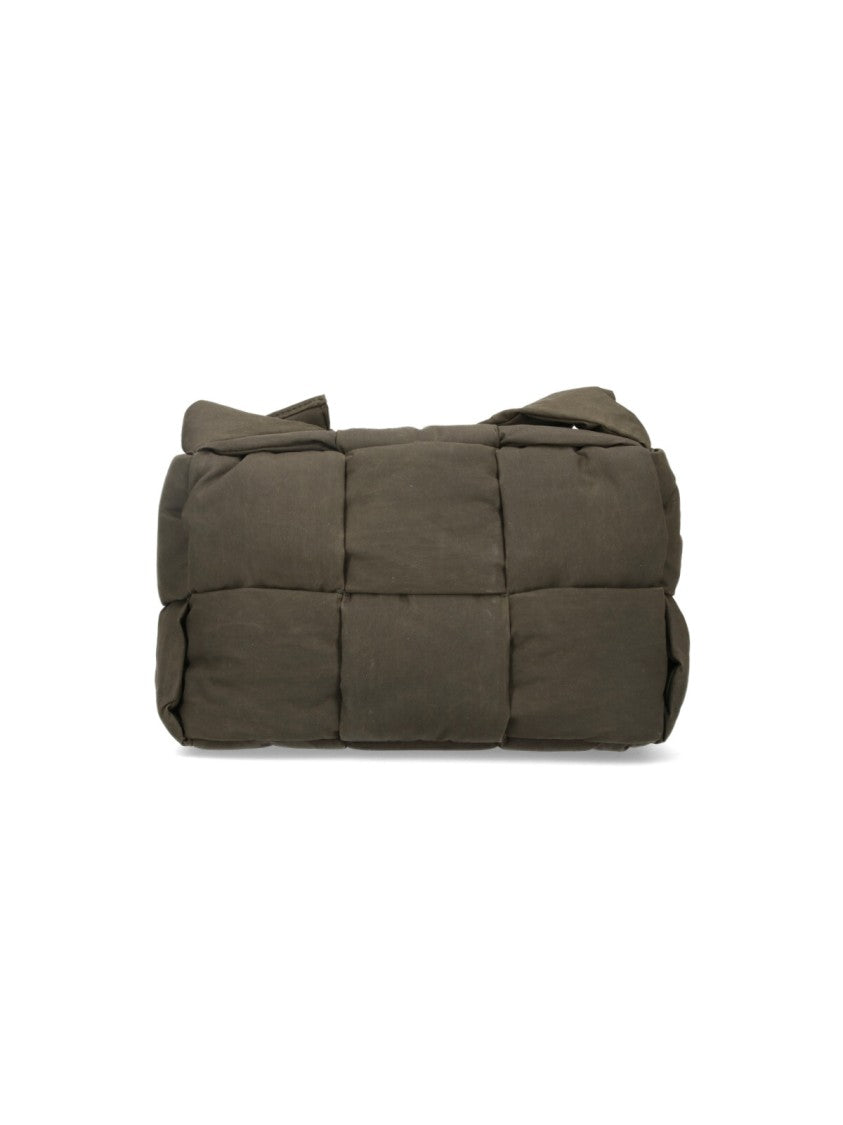 Bottega Veneta Padded Green Cotton Blend Bag With Intreccio Design