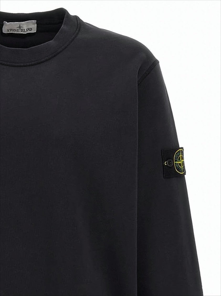 Stone Island Minimalist Black Long-Sleeve Sweatshirt With Patch Logo
