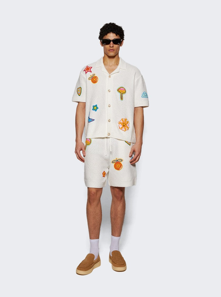 Casablanca Crochet Shorts With Patches White