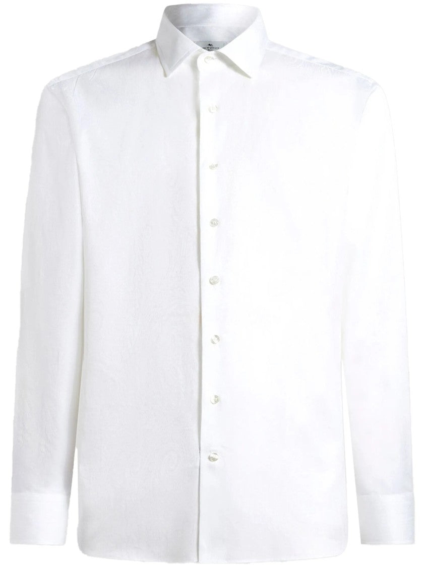 Etro White Roma Classic Long-Sleeve Cotton Shirt
