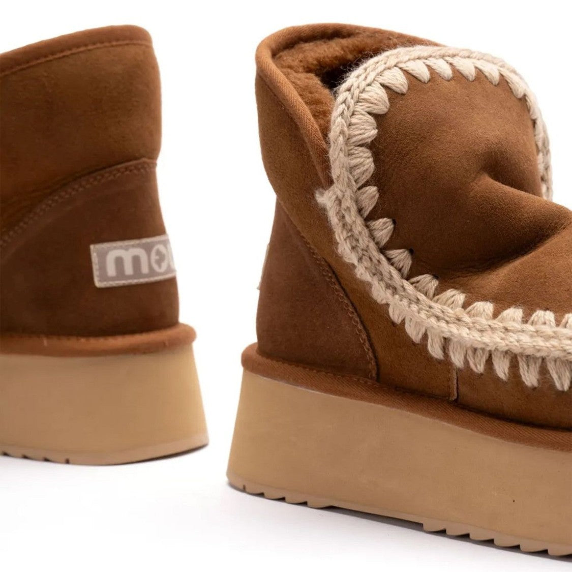 Mou Gray Eskimo Platform Sheepskin Mini Boots