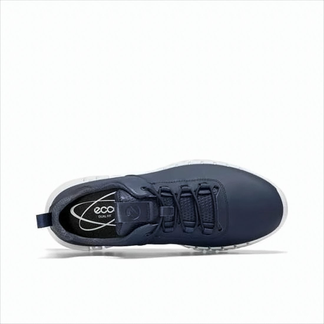 Ecco Navy Leather Sneakers With Contrast Sole