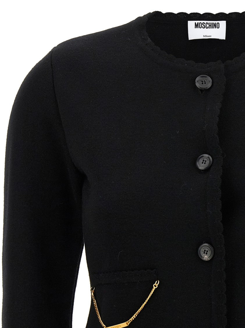 Moschino Chain Cardigan With Laced Hem And Chain Detail