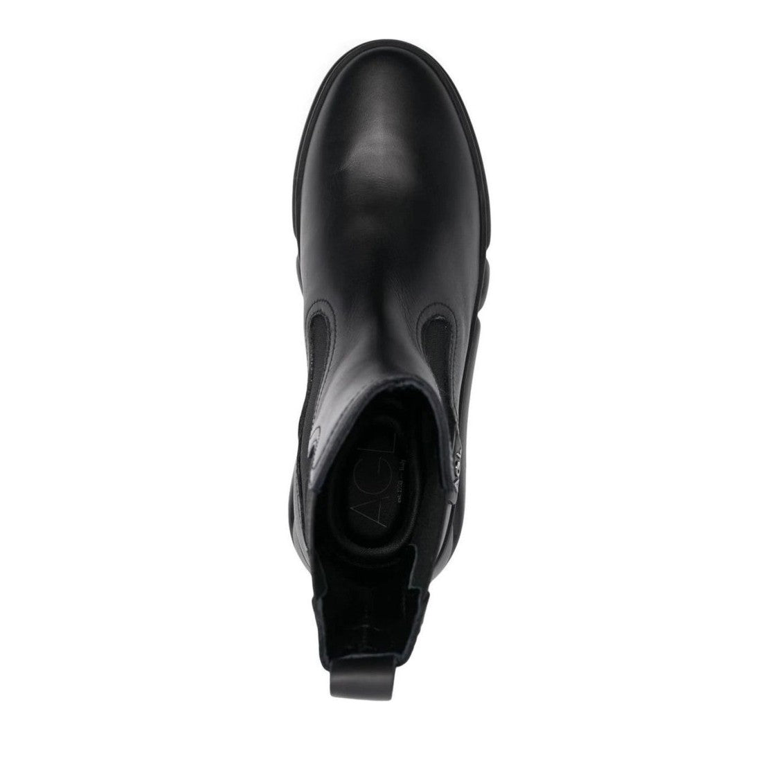 Agl Black Patty Leather Elastic Panel Wedge Boots
