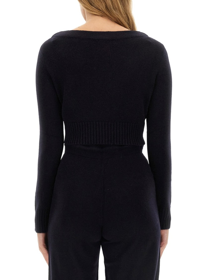 Max Mara Fitted Knit Shirt With Wide Round Neckline