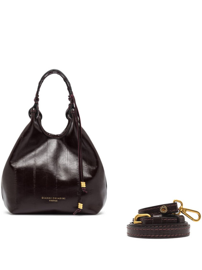 Gianni Chiarini Burgundy Handbag With Braided Handle
