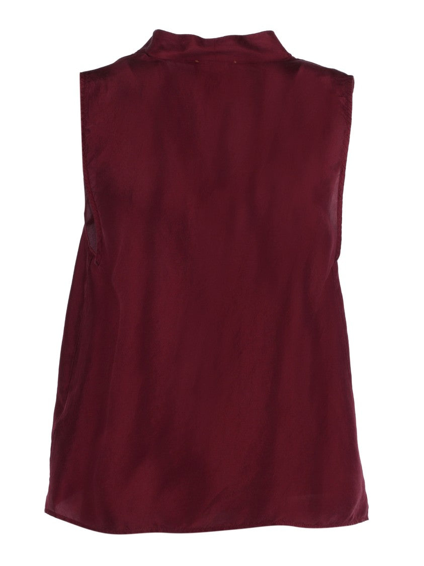 Forte Forte Deep V-Neck Sleeveless Silk Top With Asymmetrical Hem
