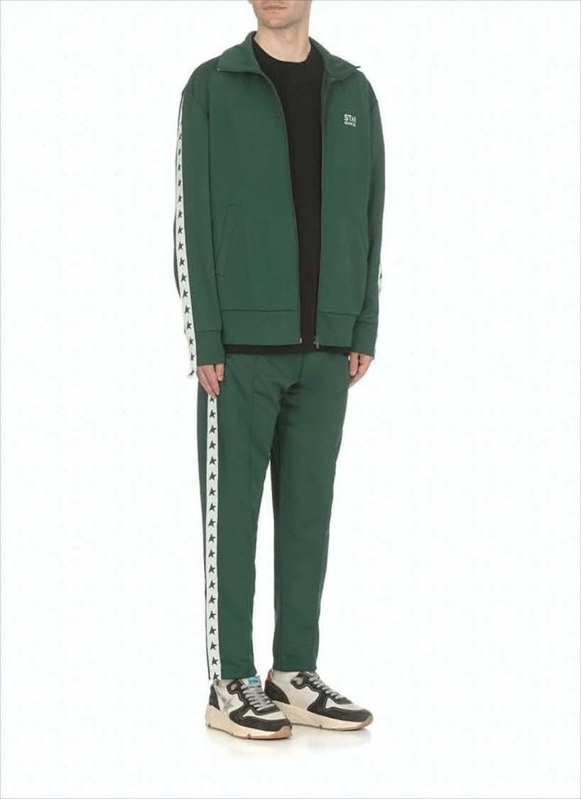 Golden Goose Tapered Green Joggers With Dark Green Star Motifs