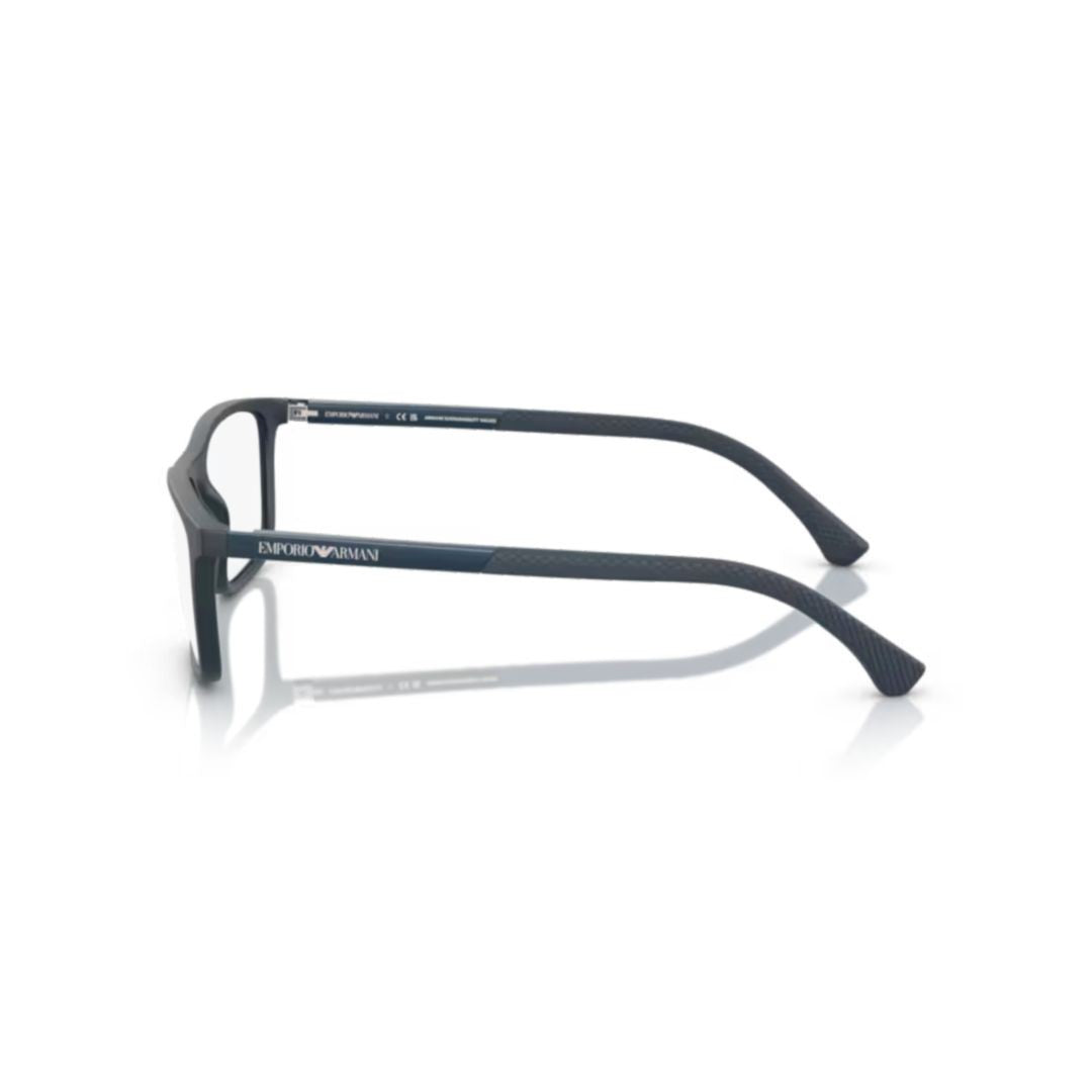 Emporio Armani 0Ea3069 Rectangular Matte Black Eyeglasses With Textured Temples