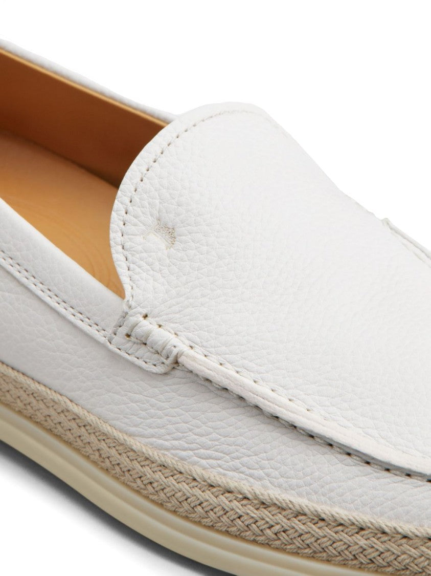 Tod's White Flat Shoes With Calfskin Upper