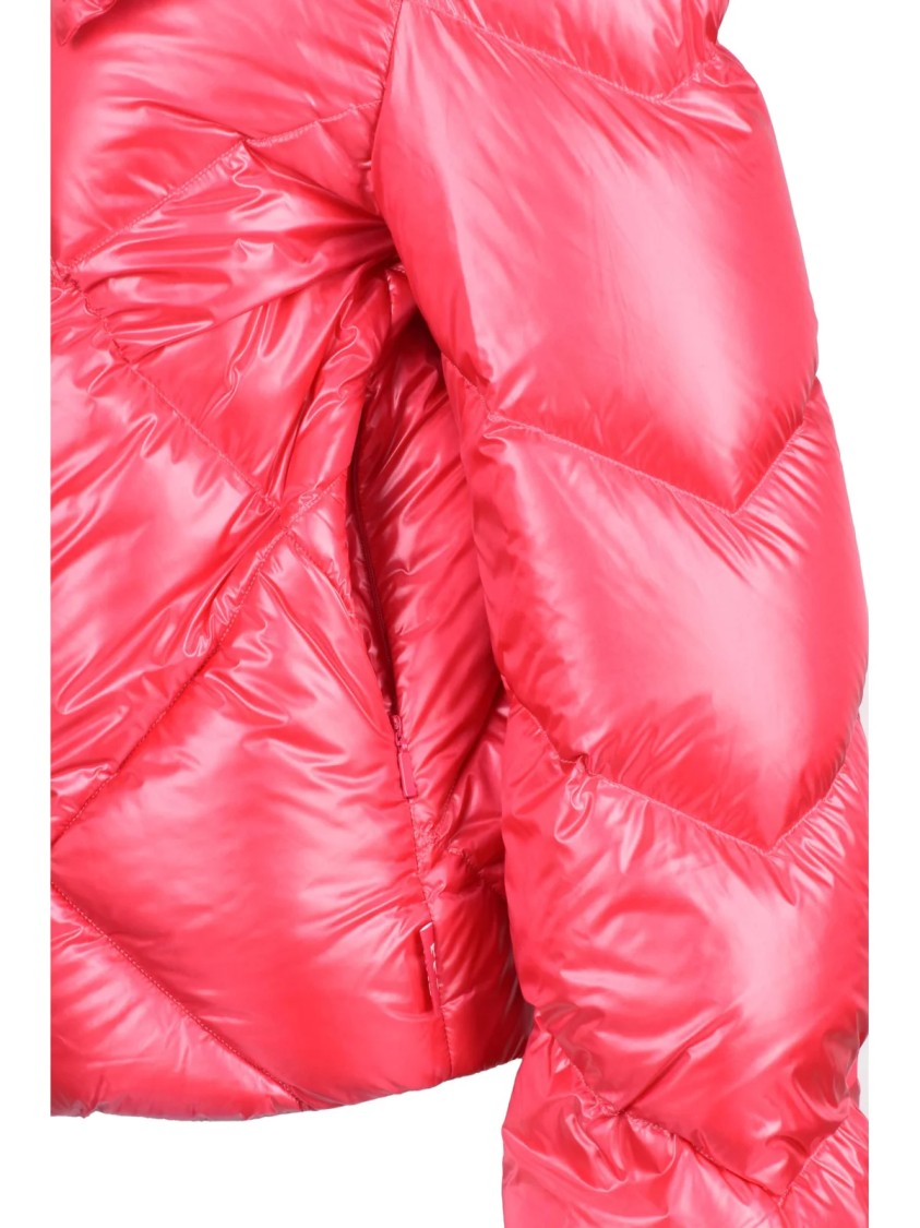 Add Quilted Short Down Jacket With Glossy Finish