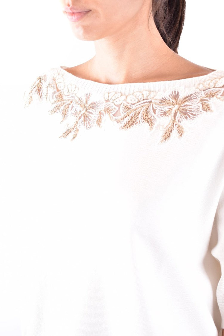 Ermanno Cotton Embroidered Boat-Neck Sweater