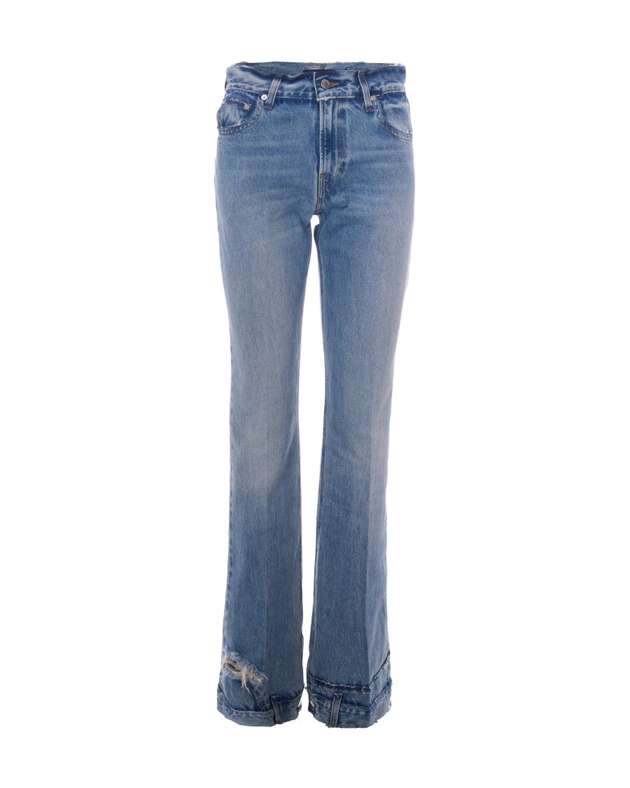 Haikure Flare Jeans With High Waist And Frayed Hem Accents