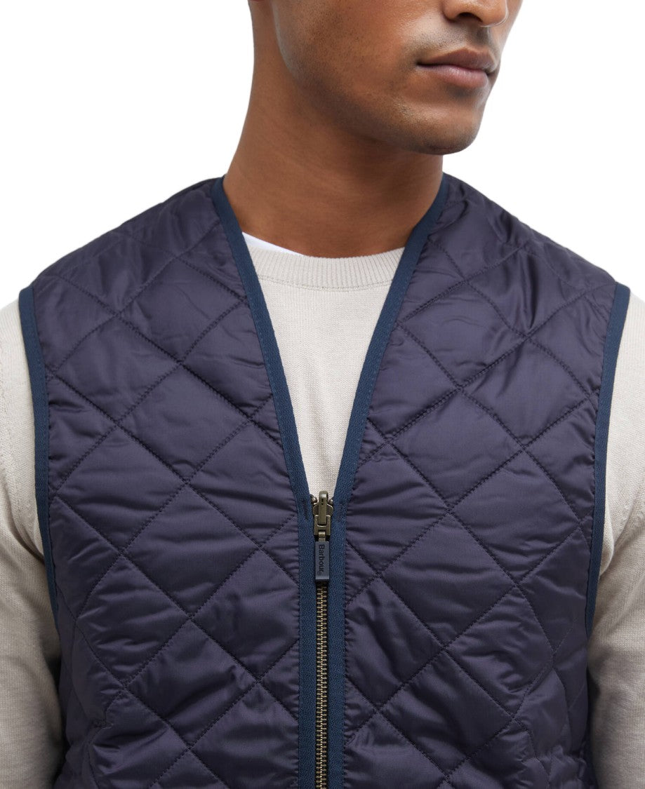 Barbour Quilted Navy Vest With Zip Closure