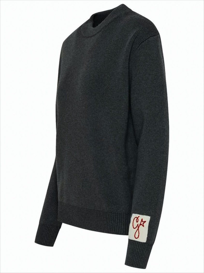 Golden Goose Ribbed Knit Sweater With Oversized Lettering Detail