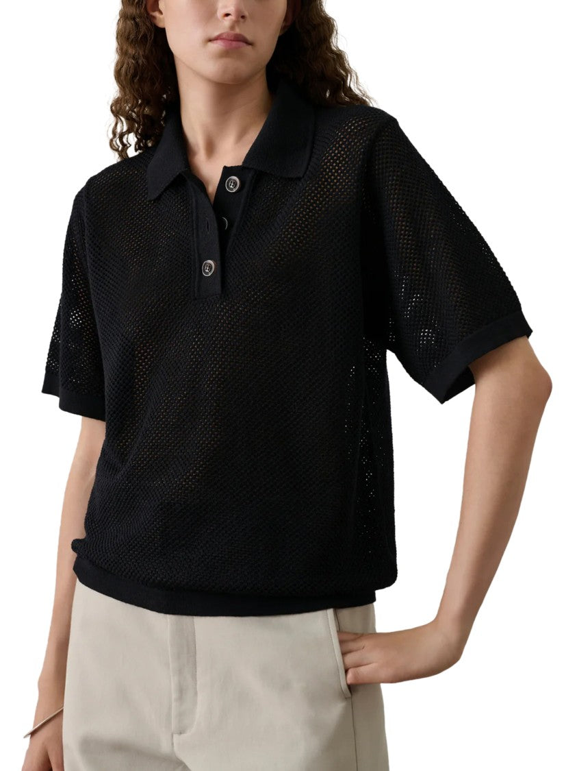 Soeur Textured Short-Sleeved Polo Shirt With Classic Collar