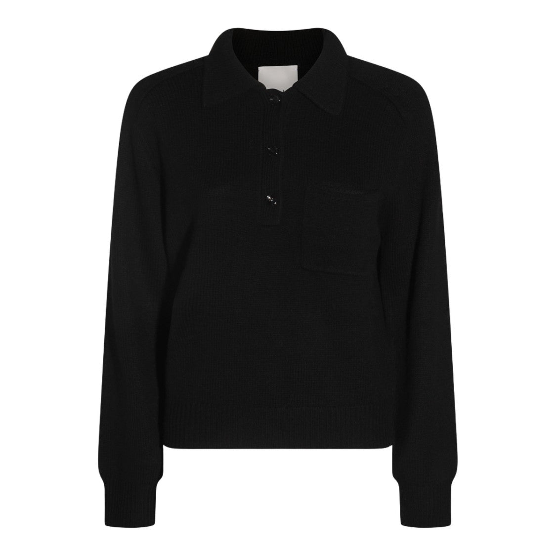 Allude Buttoned Placket Knit Sweater With Classic Collar