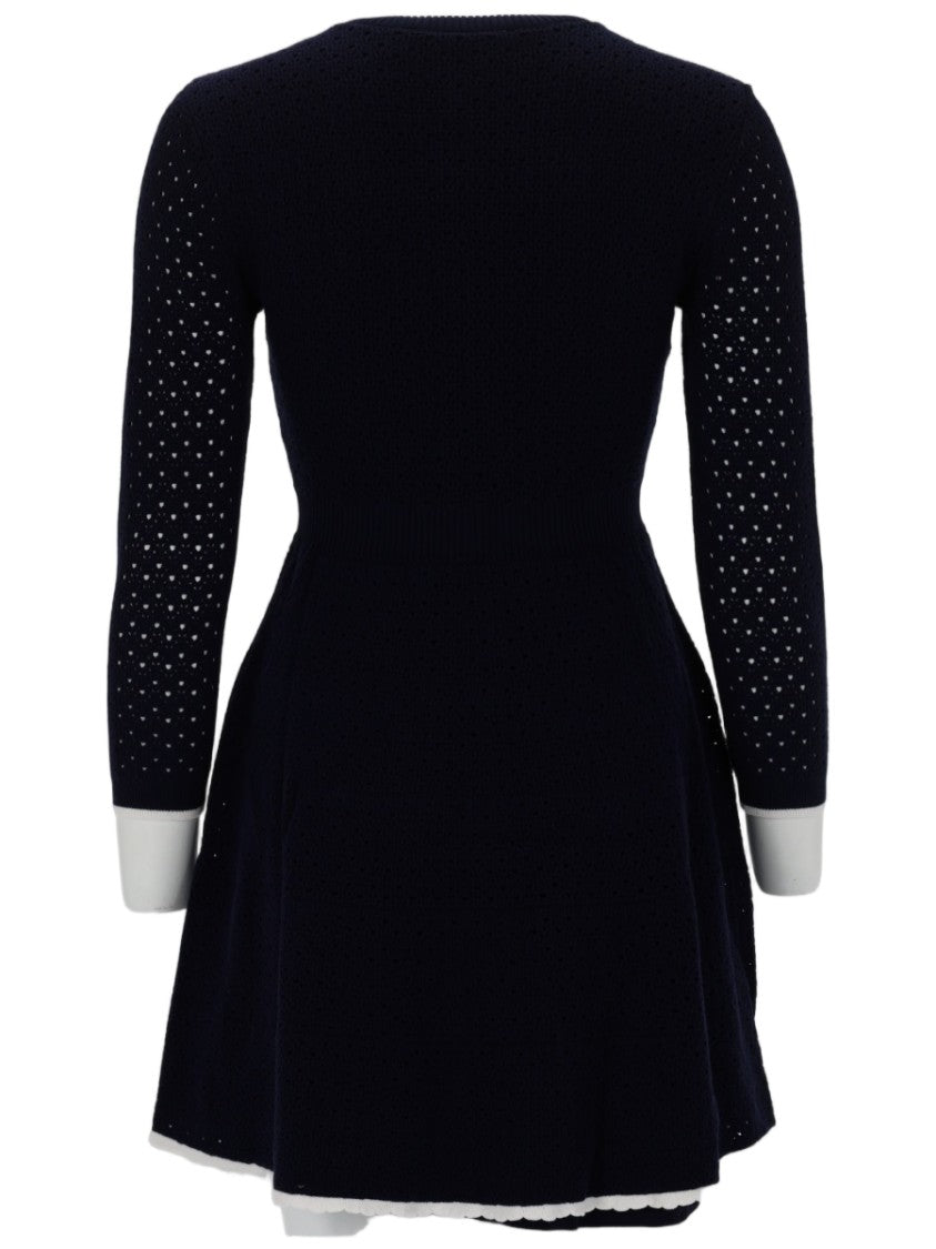 Self-Portrait Slim Fit Perforated Pockets Dress