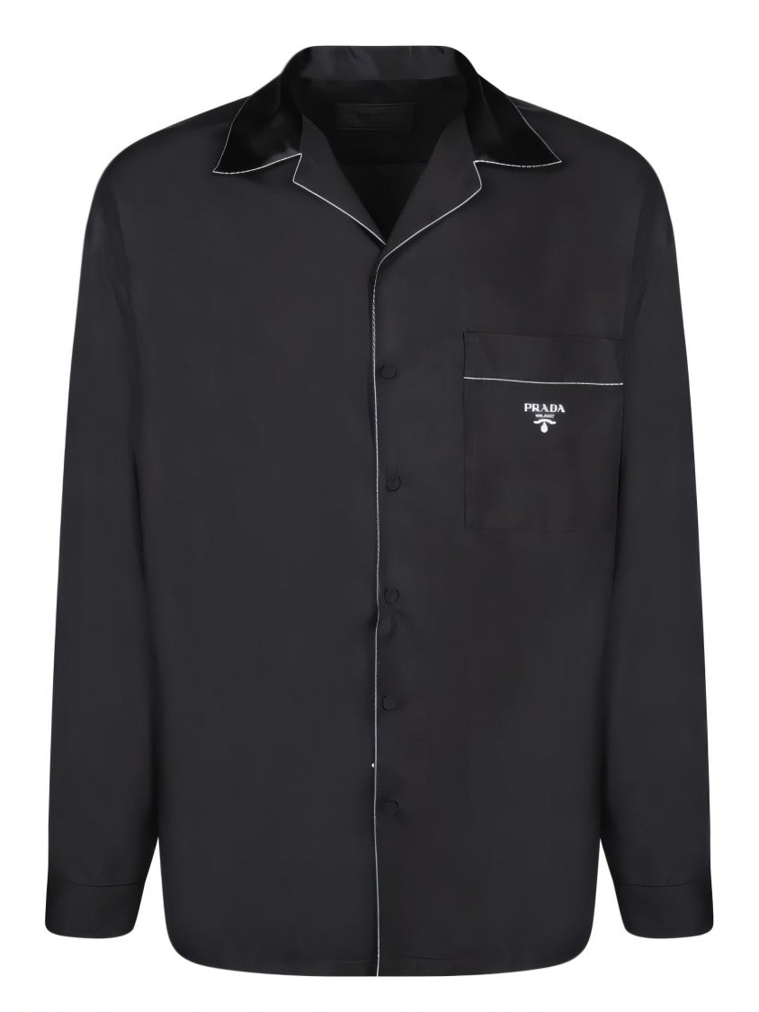 Prada Long-Sleeve Silk Shirt With Classic Collar