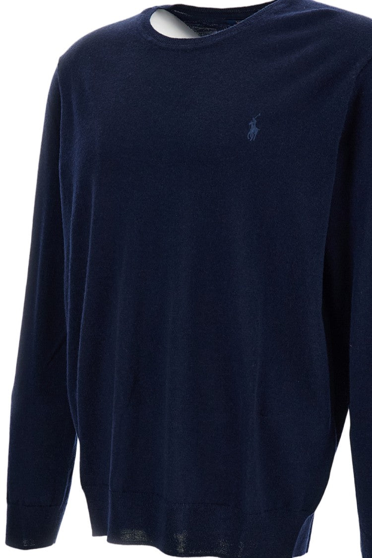 Polo Ralph Lauren Navy Blue Crewneck Merino Wool Sweater
