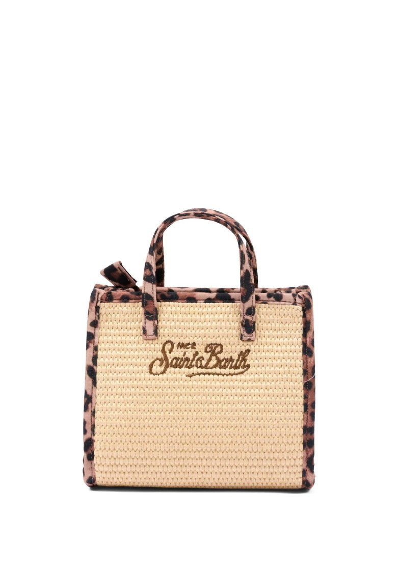 Mc2 Saint Barth Leopard Print Vivian Straw Bag