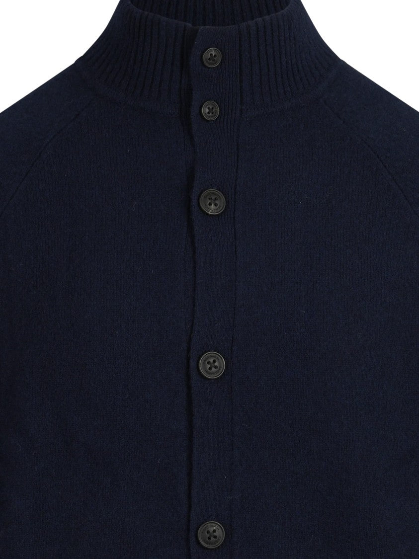 Mc2 Saint Barth Rib-Knit Button-Up Crew-Neck Sweater