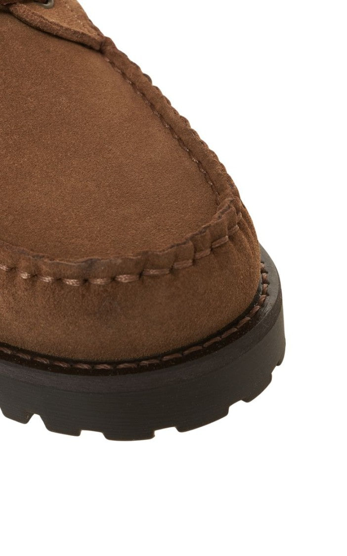 Copenaghen Brown High-Quality Suede Lace-Up Shoes With Robust Sole