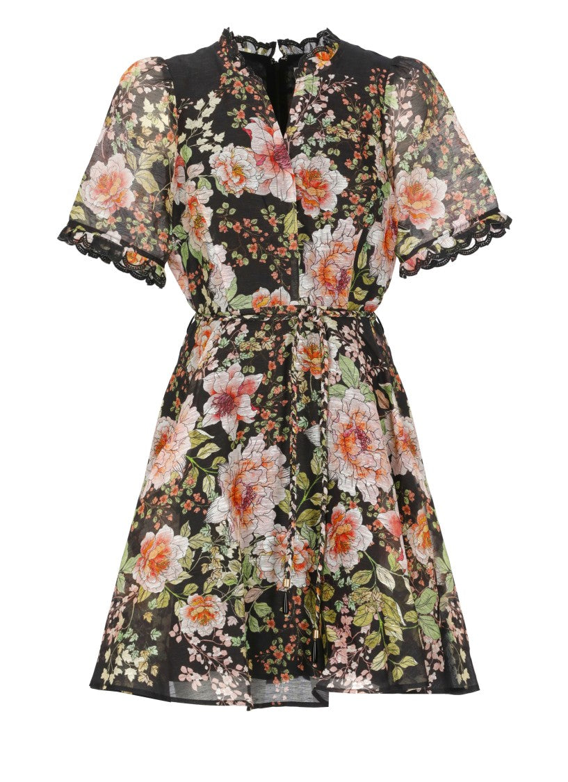 Hale Bob Floral Pattern Silk And Linen Dress