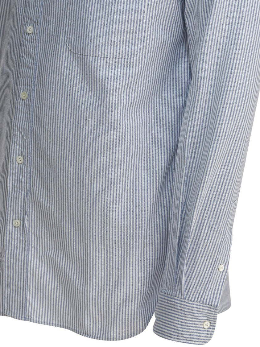 Beams Plus Narrow Striped Button-Down Cotton Shirt