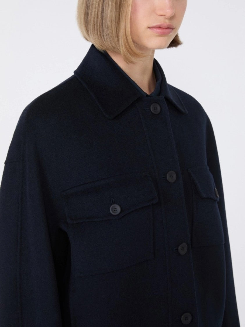 Max Mara Structured Blue Jacket With Virgin Wool