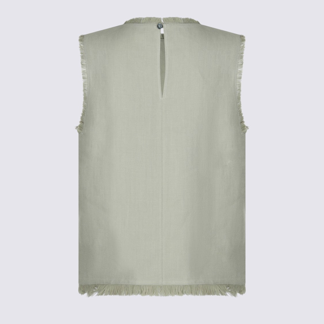 Antonelli Firenze Fringe-Detail Sleeveless Top In Muted Sage Green