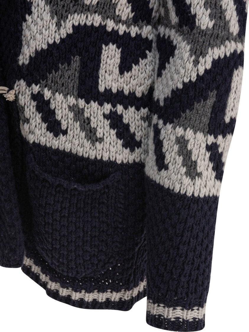 Rakki' Chunky Knit Coat With Geometric Pattern
