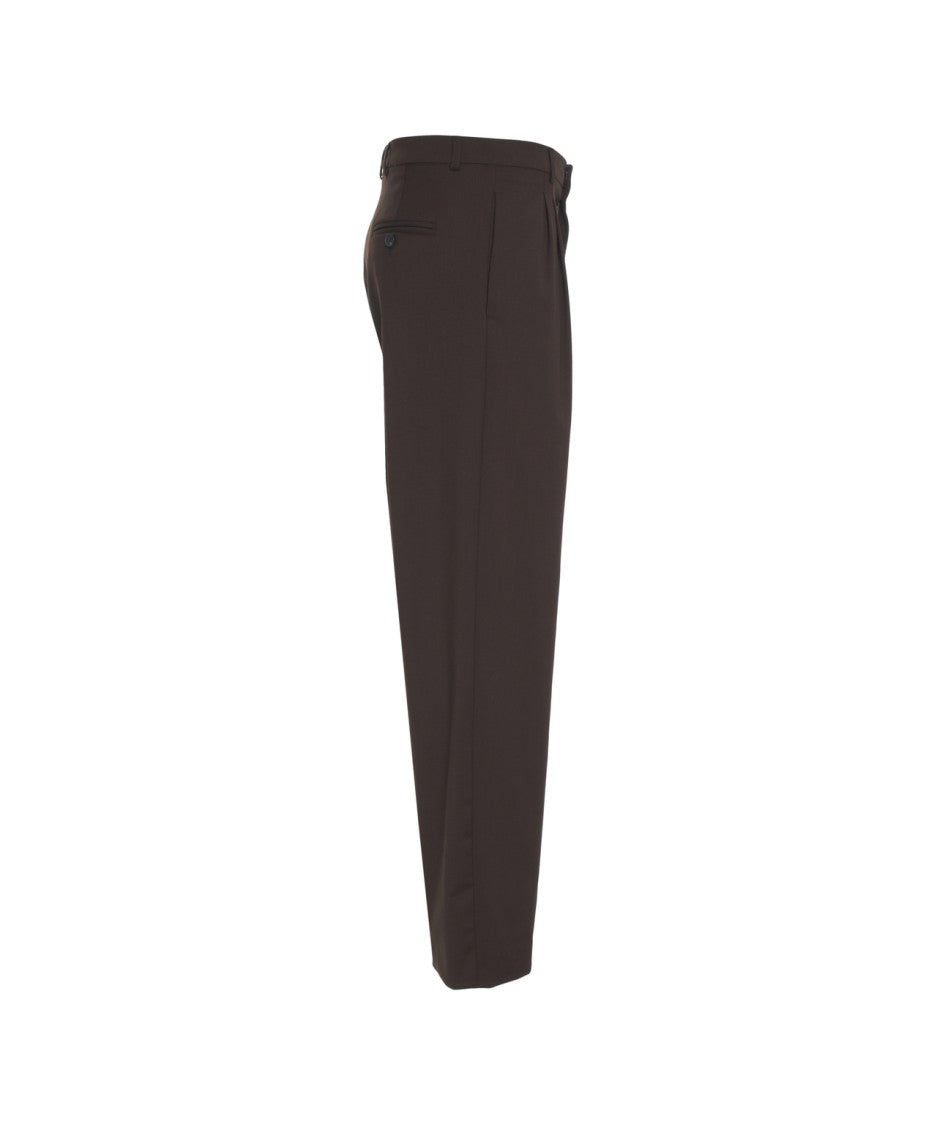 Amaranto Straight Leg Trousers With Subtle Pleats And Classic Waistband