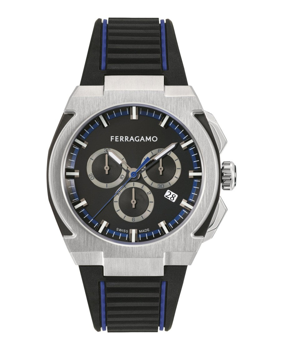 Ferragamo Chronograph Date Quartz Watch With Black Matte Dial