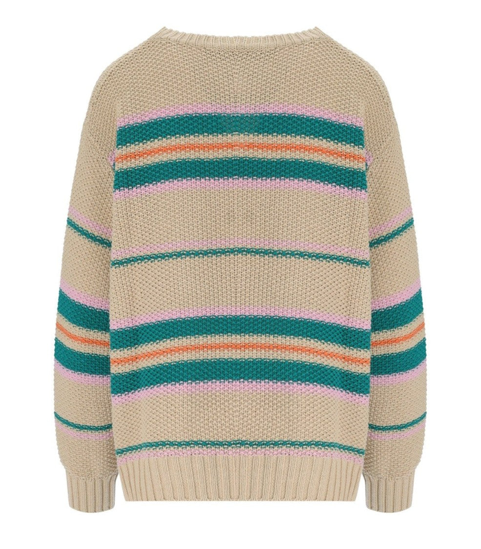 Max Mara Angus Beige Crewneck Sweater With Embroidery