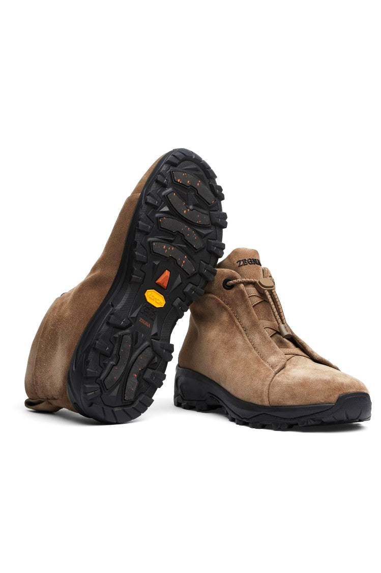 Zegna Vetta Triple Stitch High-Top Suede Sneakers