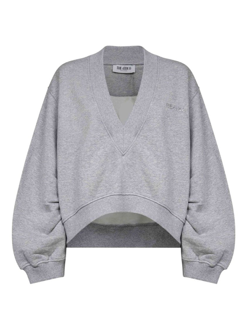 The Attico Oversized Grey American Fleece Sweatshirt