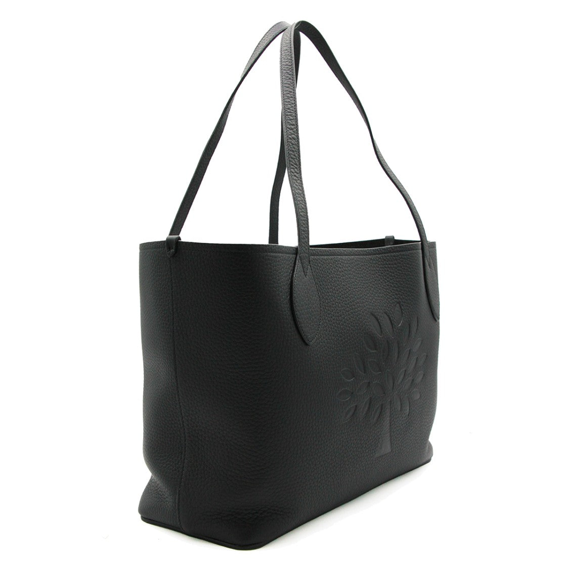Mulberry Textured Black Tote Bag With Embossed Design