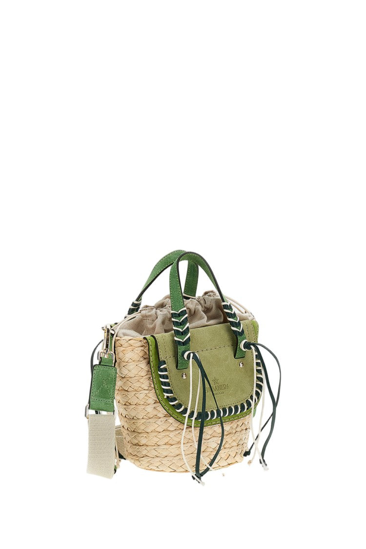 Cuba Lab Green Habanera Raffia Suede Handbag