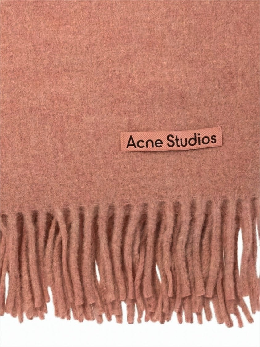 Acne Studios Soft Wool Scarf With Fringed Edges And Textured Finish