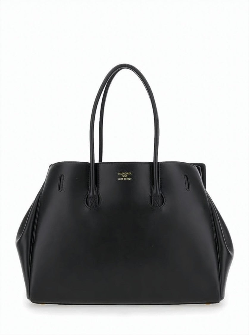 Balenciaga Minimalist Structured Black Calf Leather Tote Bag